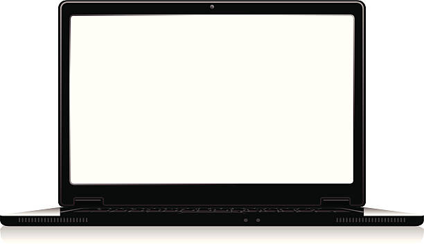 black laptop vector drawing of a laptop computer; Eps 8; linear gradient used; no transparency effects were used; zip includes aics2, high res jpg black notebook stock illustrations