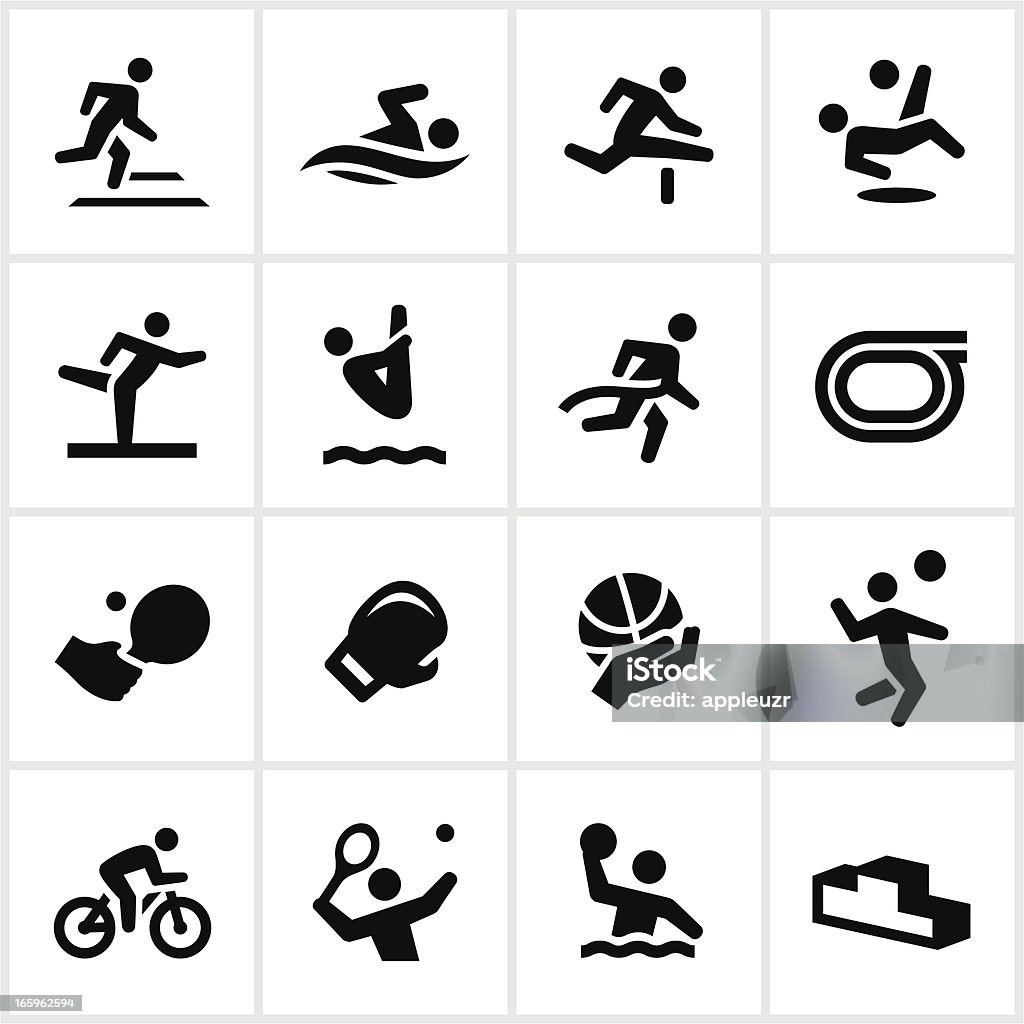 Chiffres icônes de sport noir - clipart vectoriel de Icône libre de droits