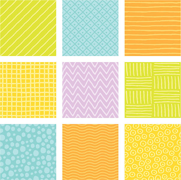 Doodle Tiles Seamless, hand-drawn background pattern tiles. Colors easily editable. color block stock illustrations