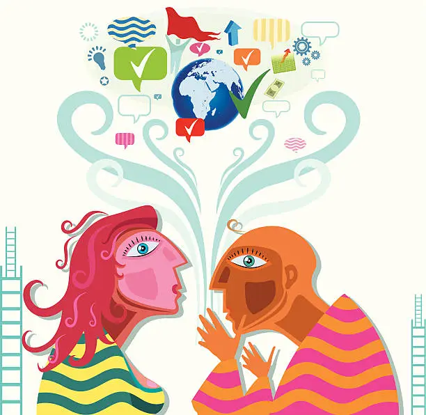 Vector illustration of Social Community with World