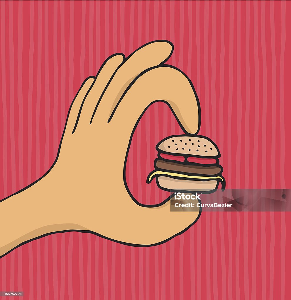 Рука держит Миниатюрные Гамбургер - Векторная графика Pen And Marker роялти-фри