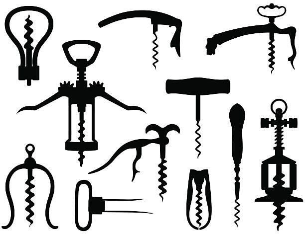 corkscrews - bottle opener stock illustrations