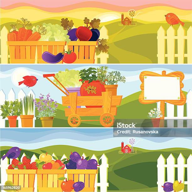 Garden Saison Banner Stock Vektor Art und mehr Bilder von Gemüsegarten - Gemüsegarten, Nutzpflanze, Obstgarten