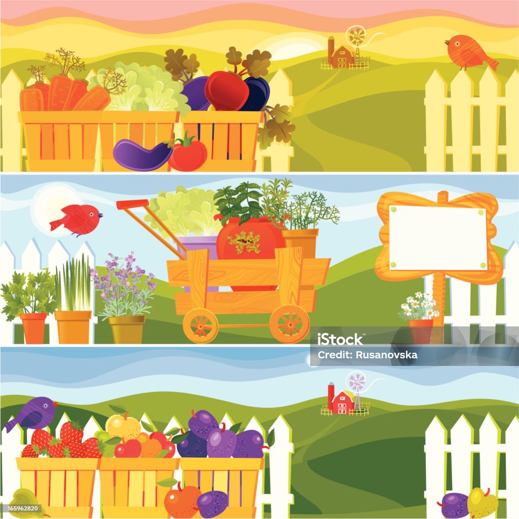 Garden Season Banners "Vegetable, Flower and Fruit garden banners. Vector. EPS 8." Crop - Plant stock vector