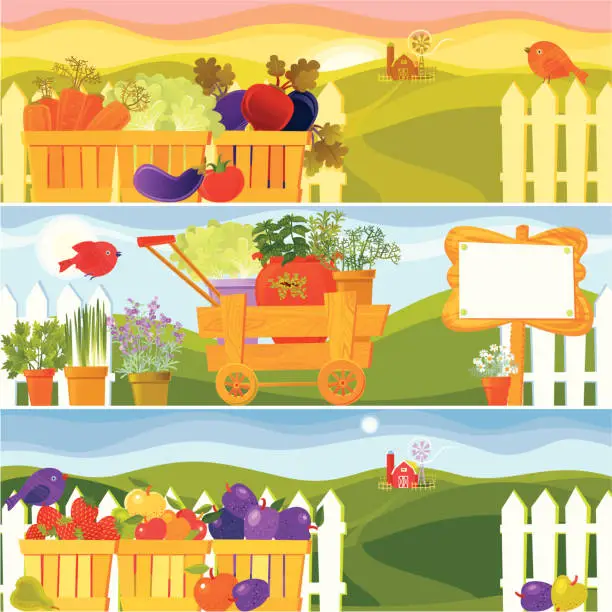 Vector illustration of Garden Season Banners