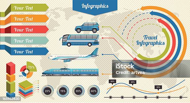 Travel И Инфографика — стоковая векторная графика и другие изображения на тему Круговая диаграмма - Круговая диаграмма, Нанесение этикеток, Автобус