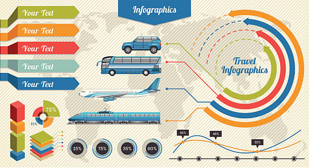 Travel Infographics World map referenced from: double arrow chart stock illustrations