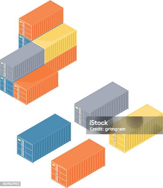 Ilustración de Isométricos Recipientes y más Vectores Libres de Derechos de Contenedor de carga - Contenedor de carga, Proyección isométrica, Recipiente