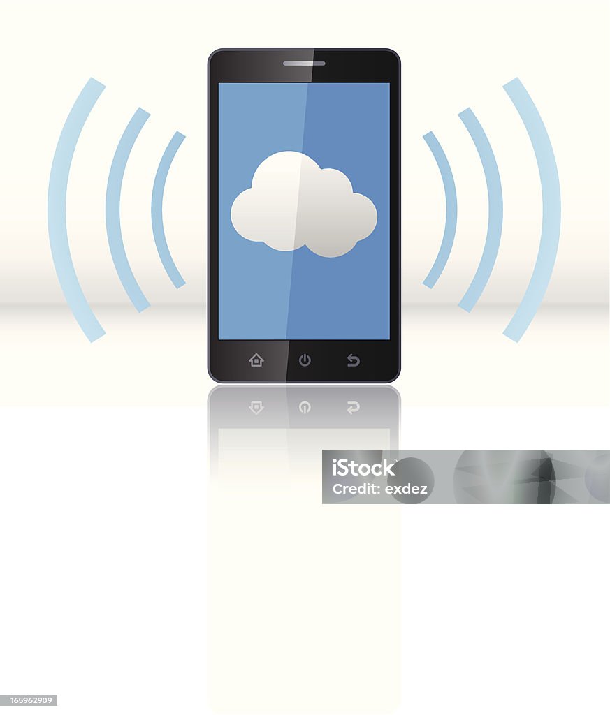 Il Cloud computing su Smartphone - arte vettoriale royalty-free di Brillante