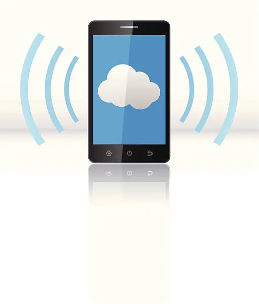 Vector illustration of Cloud computing on Smartphone