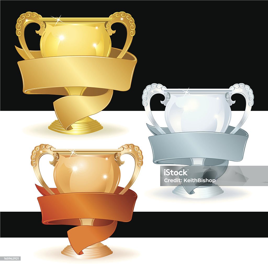 Trofeo y Banner-oro, plata y bronce - arte vectorial de Bronce - Aleación libre de derechos