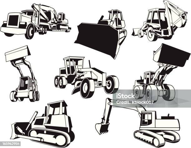 Construction Equipment Stock Illustration - Download Image Now - Backhoe, Bulldozer, Illustration