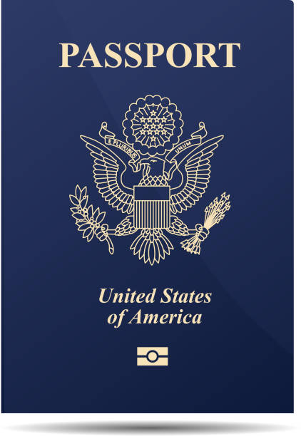 illustrazioni stock, clip art, cartoni animati e icone di tendenza di passaporto americano - passaporto