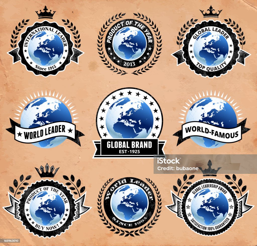 グローバルリーダーバッジセット - 地球儀のロイヤリティフリーベクトルアート