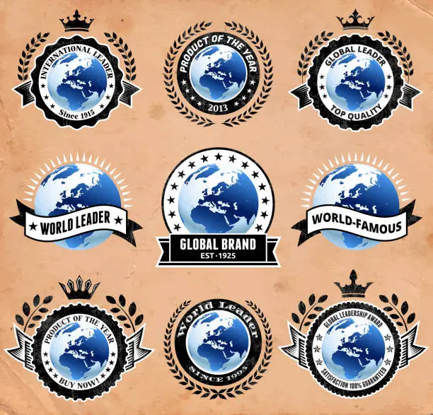 Vector illustration of Global leader badges set