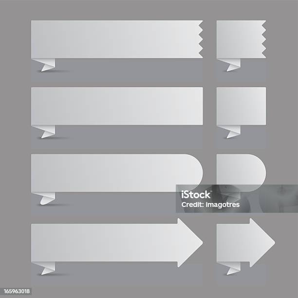 Gray Origami Labels Set Stock Vektor Art und mehr Bilder von Abzeichen - Abzeichen, Ankündigung, Bildkomposition und Technik