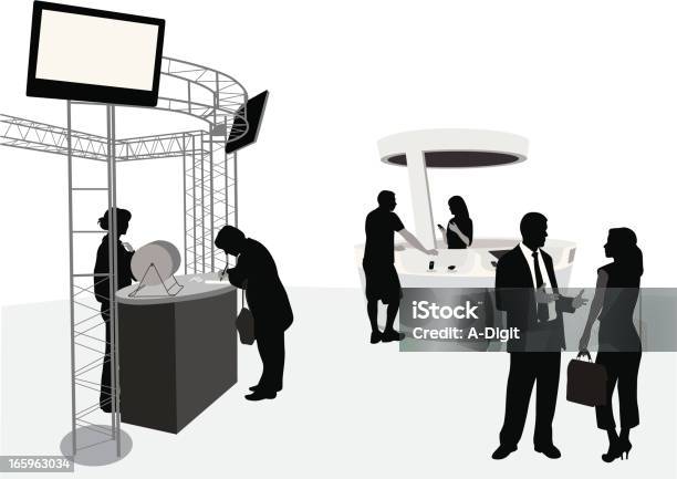 Talkin Business Vector Silhouette Stock Illustration - Download Image Now - Tradeshow, Kiosk, People