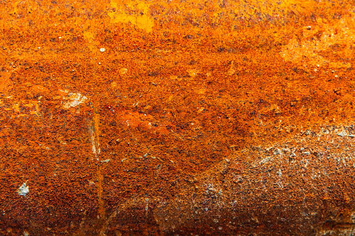 Abstract dirty grunge rusted metal background with rust and oxidized texture. Weathered and cracked surface of iron damaged  wall.