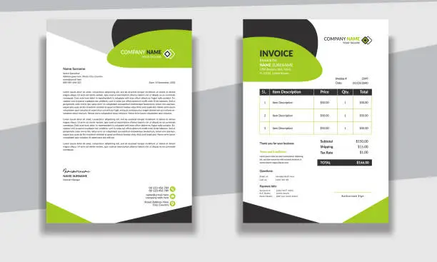 Vector illustration of Corporate modern professional clean business invoice and letterhead design template with yellow blue green and red color creative modern letter head design template for your project letterhead.