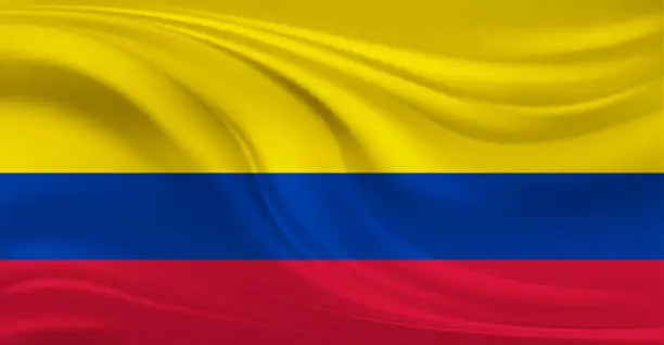 Flag of Colombia Flying in the Air