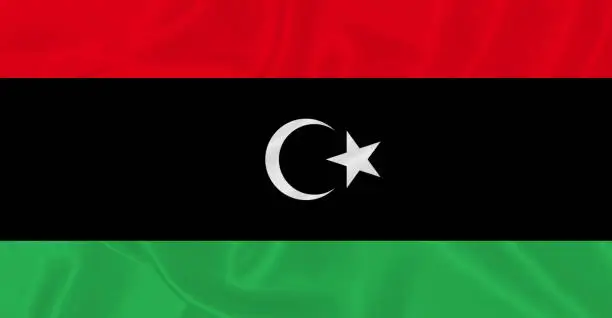 Flag of Libya Flying in the Air