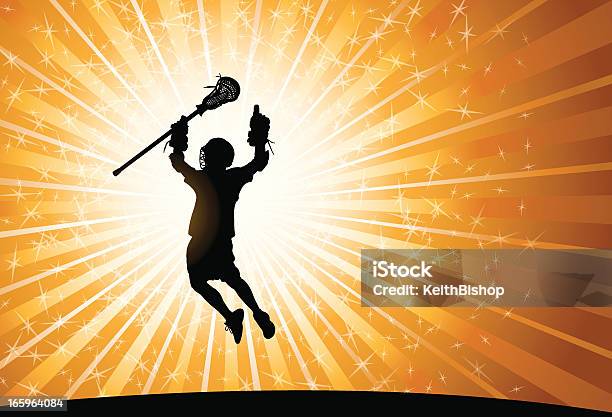 Lacrosse Player Victory Świętowanie Tlemężczyzna - Stockowe grafiki wektorowe i więcej obrazów Atak - Atak, Drużyna sportowa, Grafika wektorowa