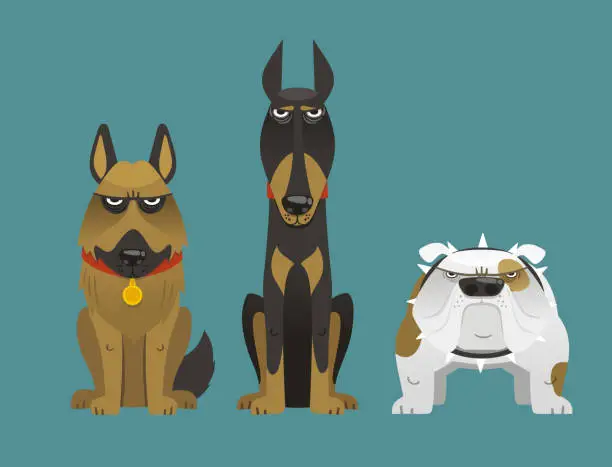 Vector illustration of Guard Dog Set