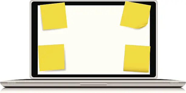 Vector illustration of Computer Laptop with Sticky Notes