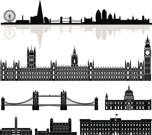 illustrazioni stock, clip art, cartoni animati e icone di tendenza di skyline di londra - london england big ben bridge england