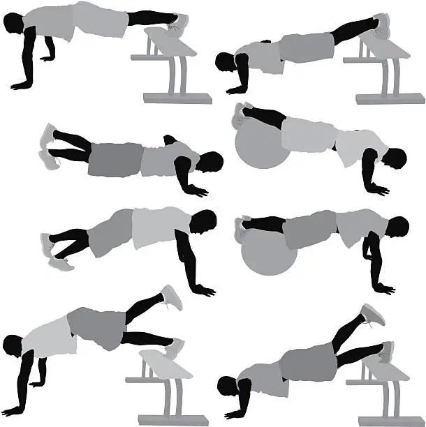 Vector illustration of Multiple image of men exercising