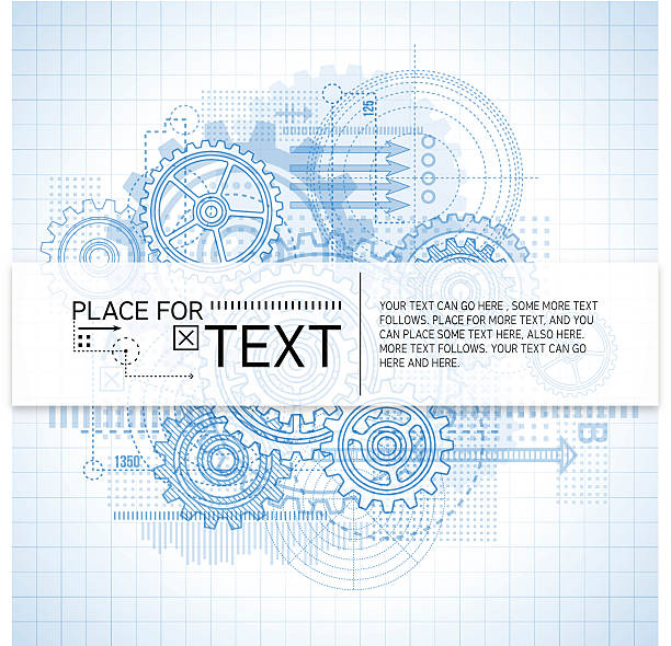 Technology Background Technology background.Eps 10 file with transparencies and drop shadow(banner).All elements are separate.File is layered with global colors.High res jpeg included.More works like this linked below. blueprint patterns stock illustrations