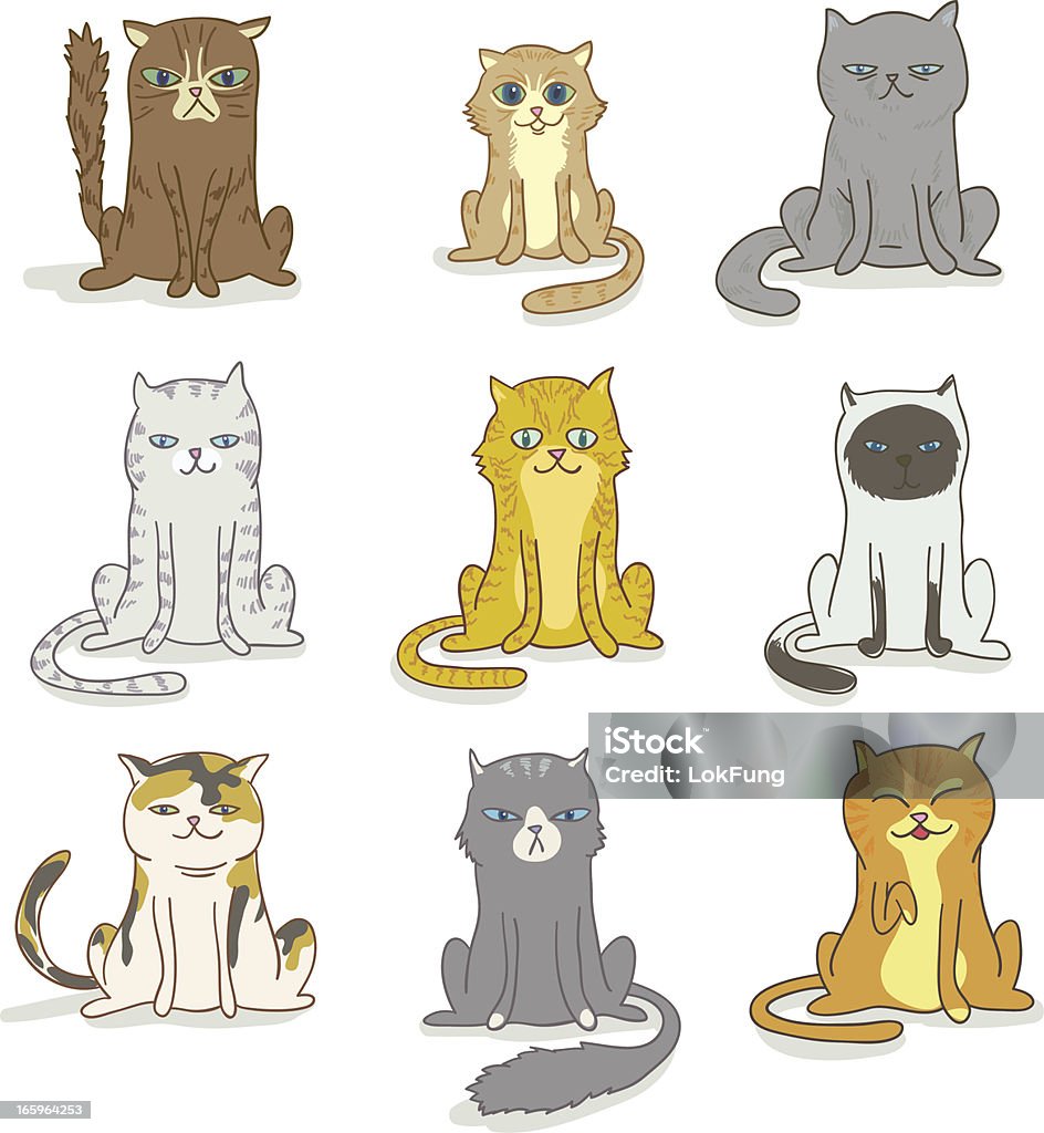 Adorável gatos ilustração - Vetor de Gato doméstico royalty-free