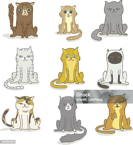 Vetores de Adorável Gatos Ilustração e mais imagens de Gato doméstico - Gato doméstico, Fofo - Texturizado, Humor