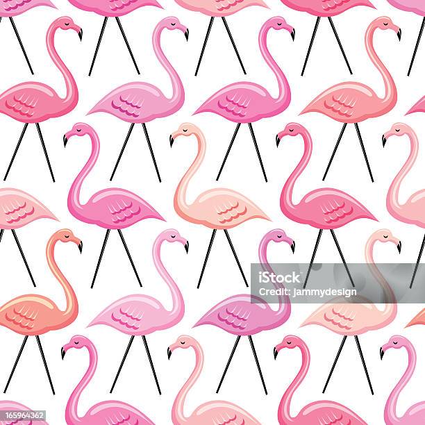 Бесшовный Узор В Виде Фламинго — стоковая векторная графика и другие изображения на тему Пластиковый фламинго - Пластиковый фламинго, Фламинго, Узор