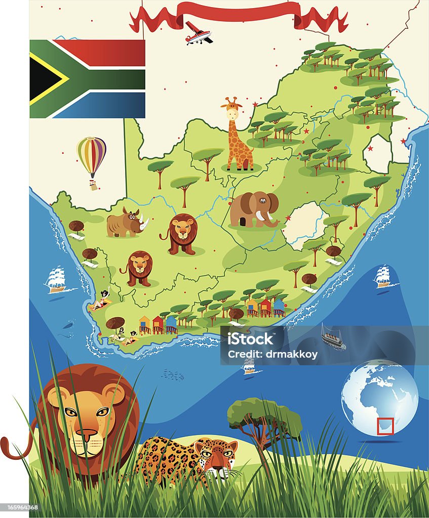 Carte de dessin animé de l'Afrique du Sud - clipart vectoriel de Carte libre de droits