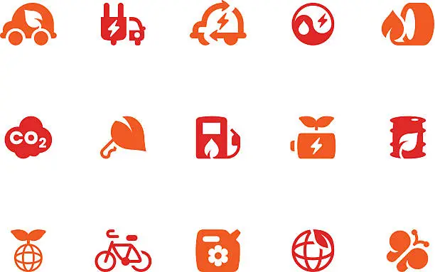 Vector illustration of Green Transport & Environment Icon Set | Coral Series