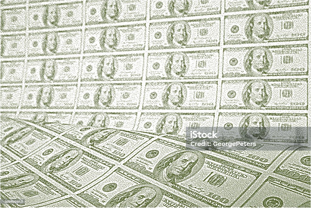 Recém estampa de folhas de contas de US $100,00 - Vetor de Benjamin Franklin royalty-free