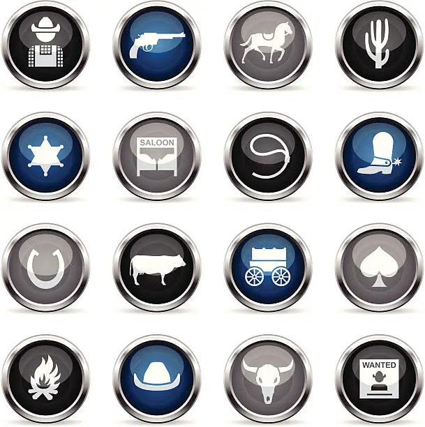 Vector illustration of Supergloss Icons - Wild West & Cowboys