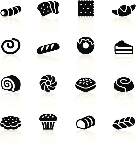 Black Symbols - Pastry Illustration representing different Pastry icons. bread silhouettes stock illustrations