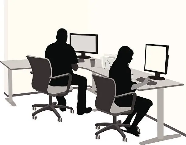 Vector illustration of Dual Home PCs Vector Silhouette