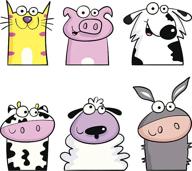 Vector illustration of Six animals