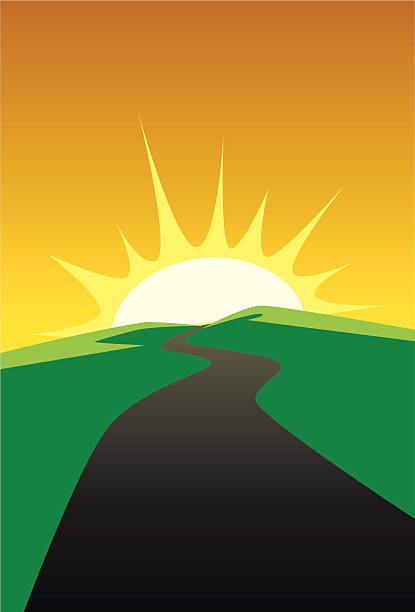 Sunrise Road vector art illustration