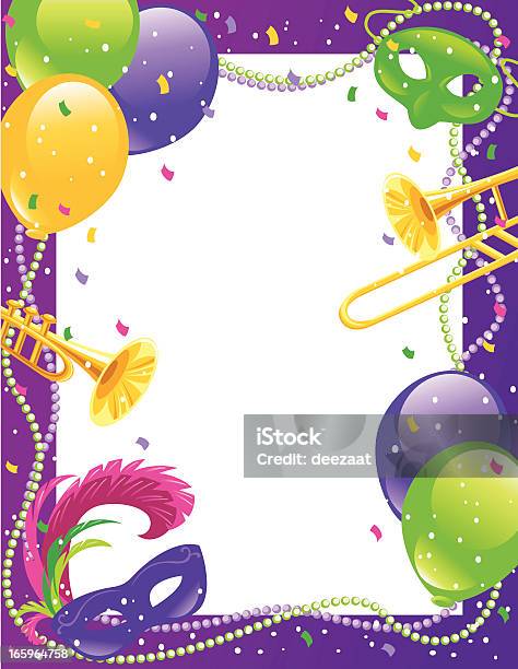 Mardi Gras Party Frame Stock Illustration - Download Image Now - Border - Frame, Venetian Mask, Balloon