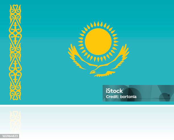 Kazachstan Flagę Kraju Azja Środkowa Bliski Wschód - Stockowe grafiki wektorowe i więcej obrazów Kazachstan