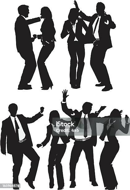 Несколько Изображения Бизнесмены Танец — стоковая векторная графика и другие изображения на тему Белый фон - Белый фон, Бизнес, Бизнесмен