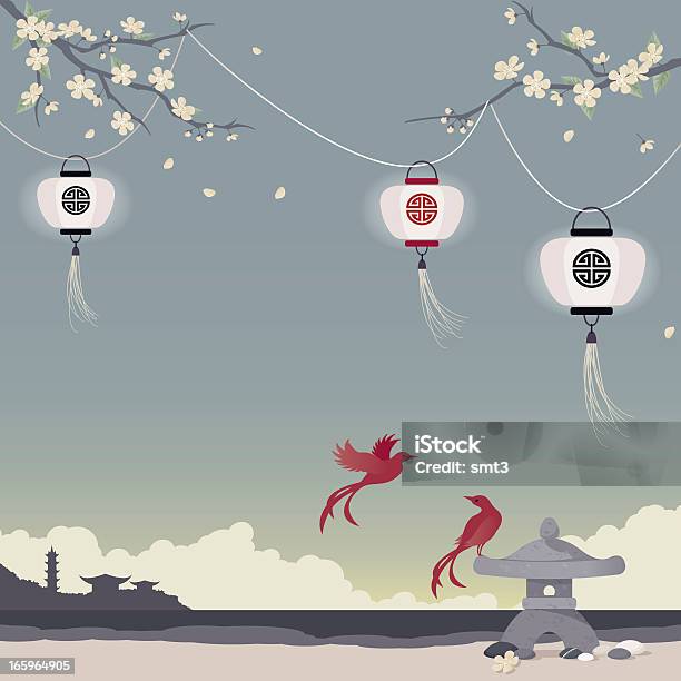 紙製ランタン桜 - 中国提灯のベクターアート素材や画像を多数ご用意 - 中国提灯, 桜の花, イラストレーション