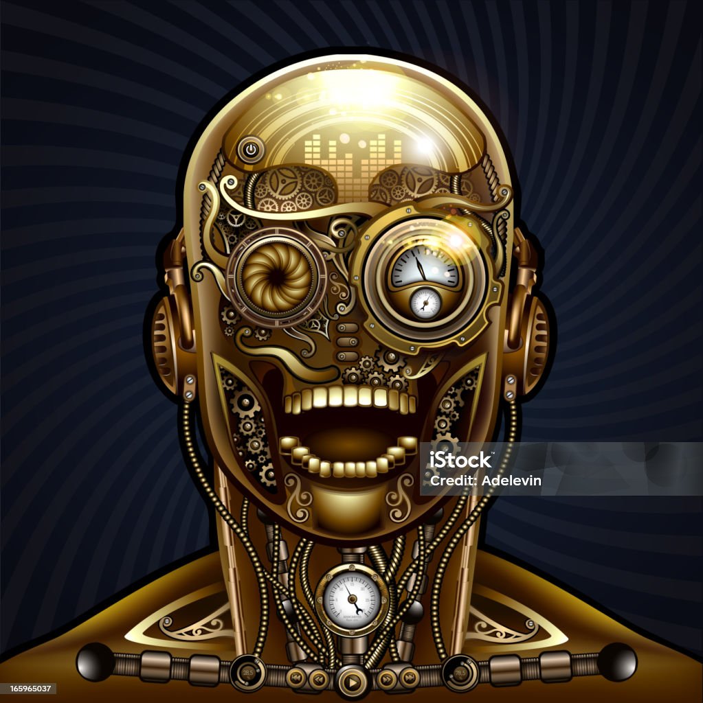 Steampunk human Steampunk  mechanical human facial profile. 10 EPS file with transparency effects and overlapping colors. Steampunk stock vector