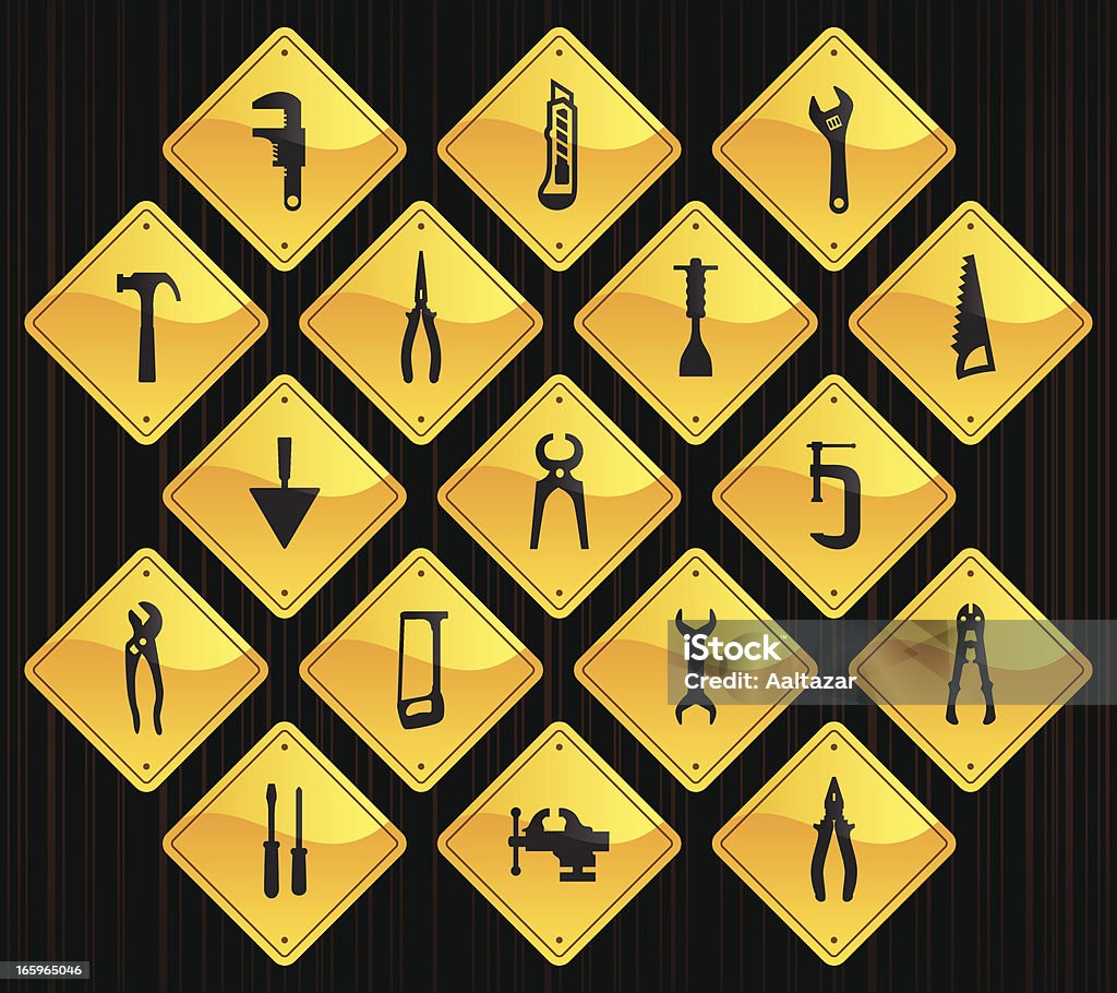 Panneaux jaunes-outils - clipart vectoriel de Brillant libre de droits