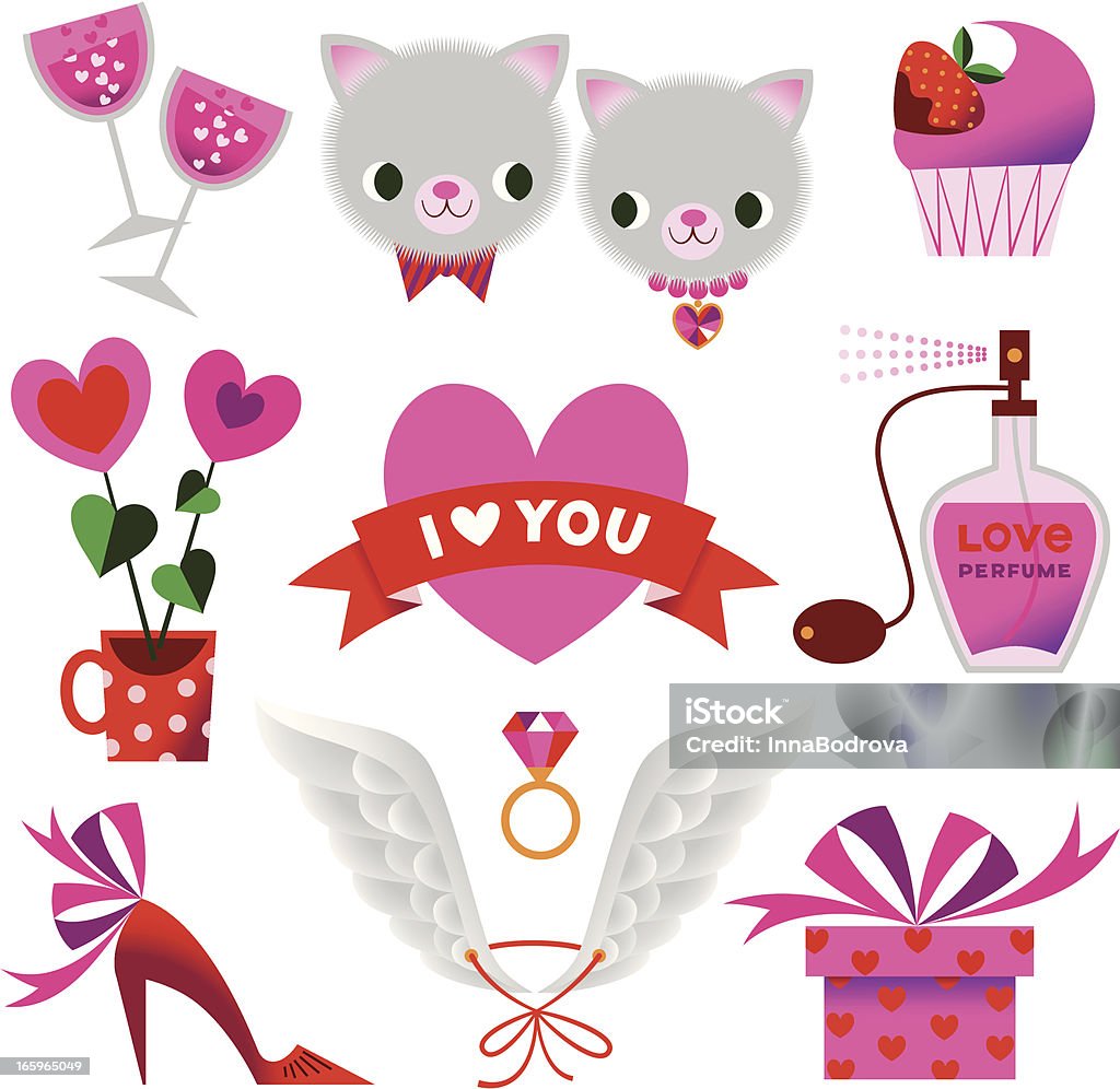 Valentine's day zestaw. - Grafika wektorowa royalty-free (Cupcake)