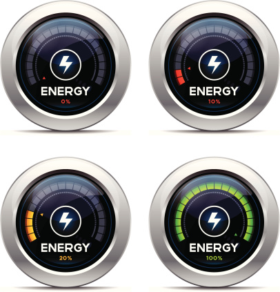 Energy level meter. Includes extras folder with 21 illustrations showing levels from 0 to 100% in 5 unit increments. Included files come in jpeg and eps10 format. 